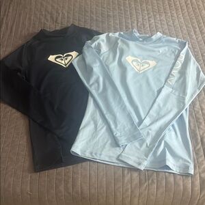 Roxy Logo Long Sleeve Shirts in Black and Light Blue